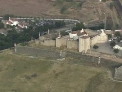 AERIAL WS Medieval fort / Elvas, Portalegre, Portugal Stock Footage