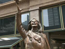 A close up of The statue of Mary Tyler Moore located on Nicollet Mall in Minneapolis Minnesota Stock Footage