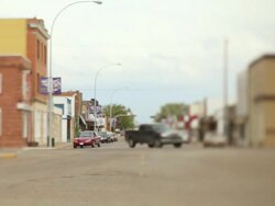 MS Shot of main street in city / Brooks, Alberta, Canada Stock Footage