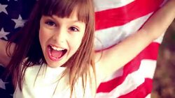 spinning with US flag Stock Footage