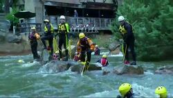 With summer approaching, fire and rescue agencies have been honing their water rescue skills at Six Flags Over Georgia's Thunder River. (May 15) News Clip