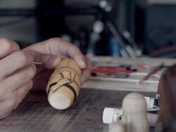 CU Shot of Matryoshka doll artist working in the room / Nerima, Tokyo, Japan Stock Footage