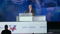 Israeli Prime Minister Benjamin Netanyahu addresses 2015 AIPAC 5/5 Stock Footage