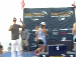 ATMOSPHERE - Award ceremony at Nautica Malibu Triathlon Presented by Equinox on 9/8/13 in Malibu, CA. Stock Footage