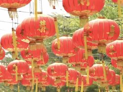 swinging red chinese lanterns Stock Footage