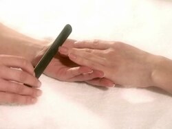 Woman having manicure in beauty salon Stock Footage