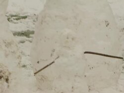 MS zoom out to pair of large snowmen, snow falling, United Kingdom Stock Footage