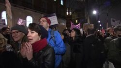 Large crowd of anti Trump protesters in Whitehall News Clip