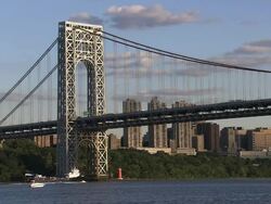 The George Washington Bridge and Washington Heights Stock Footage