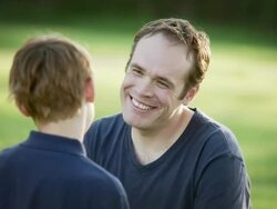 Father and son talk Stock Footage