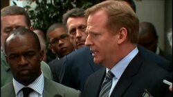 NFL commissioner Roger Goodell spoke to reporters in Washington Monday, just minutes after finalizing a deal with the players to end the NFL lockout. At longer than four months, the lockout was the longest work stoppage in league history. News Clip
