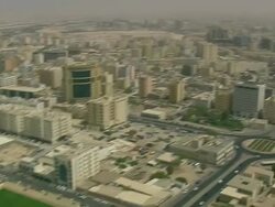 WS AERIAL PAN ZI View of city / Qatar Stock Footage
