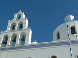 MS Shot of church in Oia / Santorini, Cyclades, Greece Stock Footage