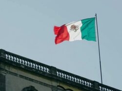 Mexican flag at Chapultepec Castle Stock Footage