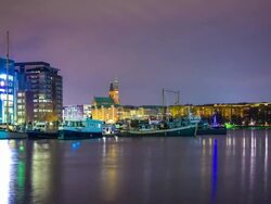 Harbor at Night Stock Footage