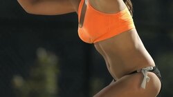 HD Super Slow-Mo: Sexy Beach Volleyball Player In Action Stock Footage