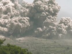 A Huge Pyroclastic Flow Consumes Farmland As Sinabung Volcano Erupts Stock Footage
