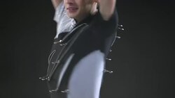 SLO MO TU Skater performing an upright spin Stock Footage