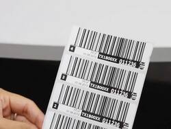 HD:Hand holding a handheld and read the barcode. Stock Footage
