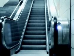 Modern escalator atsubway station, 2 takes (HD720p) Stock Footage