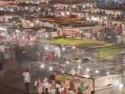 TL HA ZO Jemaa el Fna food stalls night 1 Stock Footage