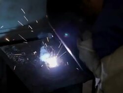 Man using welding machine Stock Footage