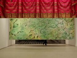 Artist Ayse Erkmen Unveils 11 Large-Scale Theatrical Backdrops Stock Footage