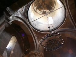 Saghmosavank monastery, interior view of the church Stock Footage