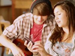 MS TU Two teenagers hanging out and using their cell phones / Lamy, New Mexico, United States Stock Footage