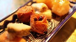 delicious jordanian halawiyyat patisserie and deserts Stock Footage