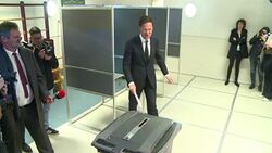 CLEAN : Dutch PM Mark Rutte casts vote in key elections News Clip