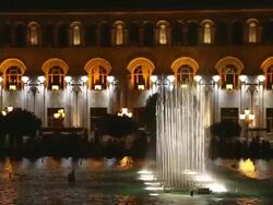 Yerevan, night scene of the fountains in the Republic square Stock Footage