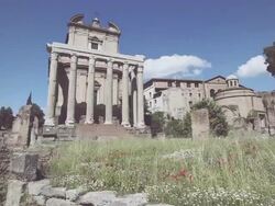 The Temple of Antoninus and Faustina in Roman forum Stock Footage