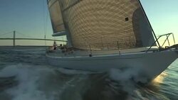 The large sloop Heroina sails through Narragansett Bay, Rhode Island. Stock Footage
