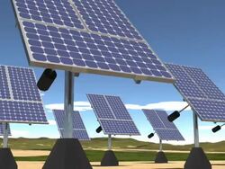 Solar Energy Farm Sunrise to Sunset CG Stock Footage