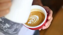 HD:Latte art,Milk pouring by a Barista Stock Footage