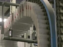 MS Shot of conveyor belts in newspaper print office / Trier, Rhineland-Palatinate, Germany Stock Footage