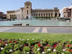 Yerevan, fountains in the Republic square Stock Footage