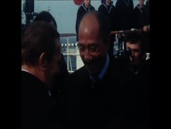 SYND 9 4 76 PRESIDENT SADAT GREETED BY PRESIDENT MARSHAL TITO News Clip