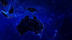 World connections. Aerial, maritime, terrestrial routes and country borders. Oceania. Stock Footage