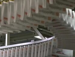MS Conveyor belts at newspaper print office / Frankfurt, Hesse, Germany Stock Footage