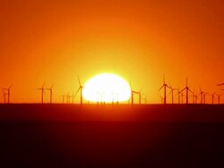 HD video Sunrise on wind farm Pawnee National Grasslands Colorado Stock Footage
