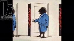 Animated 19th century zoetrope with two figures on a seesaw Stock Footage