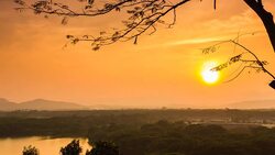 Sunset over mountain landscape Stock Footage