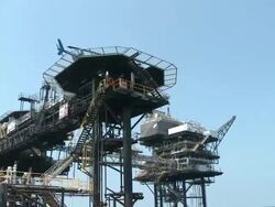 Oil rig in Gulf of Mexico Stock Footage