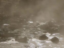 MS Boiling water on earth's crust and steam rising in Krysuvik Geothermal area / Reykjanes peninsula, Iceland      Stock Footage