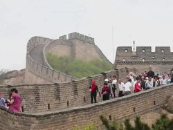 WS Shot of Tourists walking on Great Wall at Badaling / Beijing, China Stock Footage
