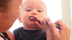 Toddler Teeth Brushing Stock Footage