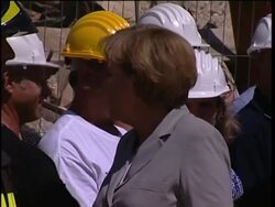 WRAP Merkel tours Onna as Germany pledges help sots, Berlusconi News Clip