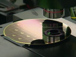 The microscopes lens and semiconductors chips Stock Footage